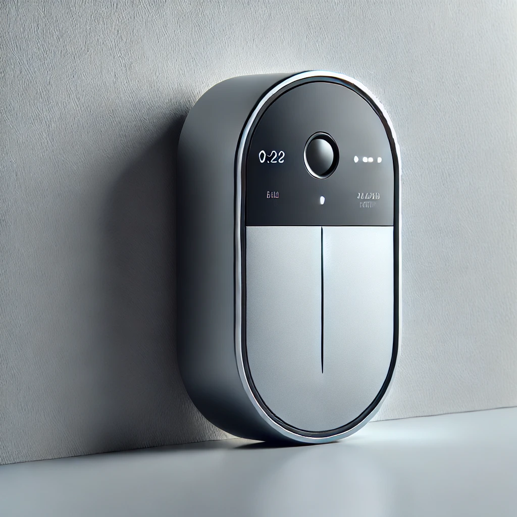 Footfall Intelligence 7 DALL·E 2024 10 14 11.41.46 A sleek modern sensor device designed for people counting with a focus on privacy and accuracy. The device features a minimalist stylish appearance